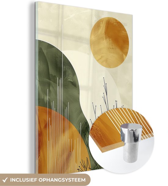 MuchoWow® Peinture sur verre 120x160 cm - Peinture sur verre acrylique - Abstrait - Paysage - Soleil - Art - Photo sur verre - Décoration murale salon - Décoration murale chambre - Peintures