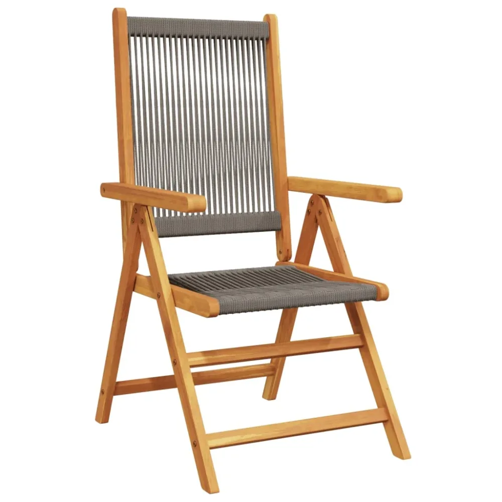 Reclining Garden Chairs 4 pcs Grey Solid Wood Acacia – Image 3