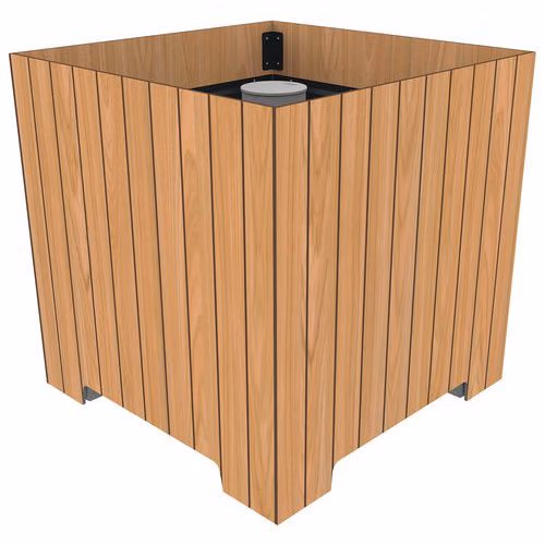Jardinière STOPY anti bélier béton + métal/teck effet lames – Image 2