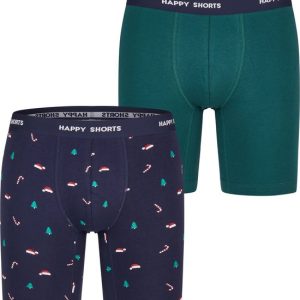 Happy Shorts Noël Boxers Men avec des jambes longues Briefes Boxer 2 PACK VERT / Blauw – TIME XL Happy Shorts Noël Boxers Men avec des jambes longues Briefes Boxer 2 PACK VERT / Blauw – TIME XL