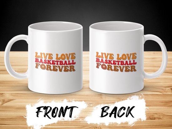 Mug « Vivre, aimer, le Basketbal pour toujours », idée cadeau rétro pour les fans de Basketbal , tasses de Basketbal Vintage , mug de Sport , mug pour les amoureux du Basketbal