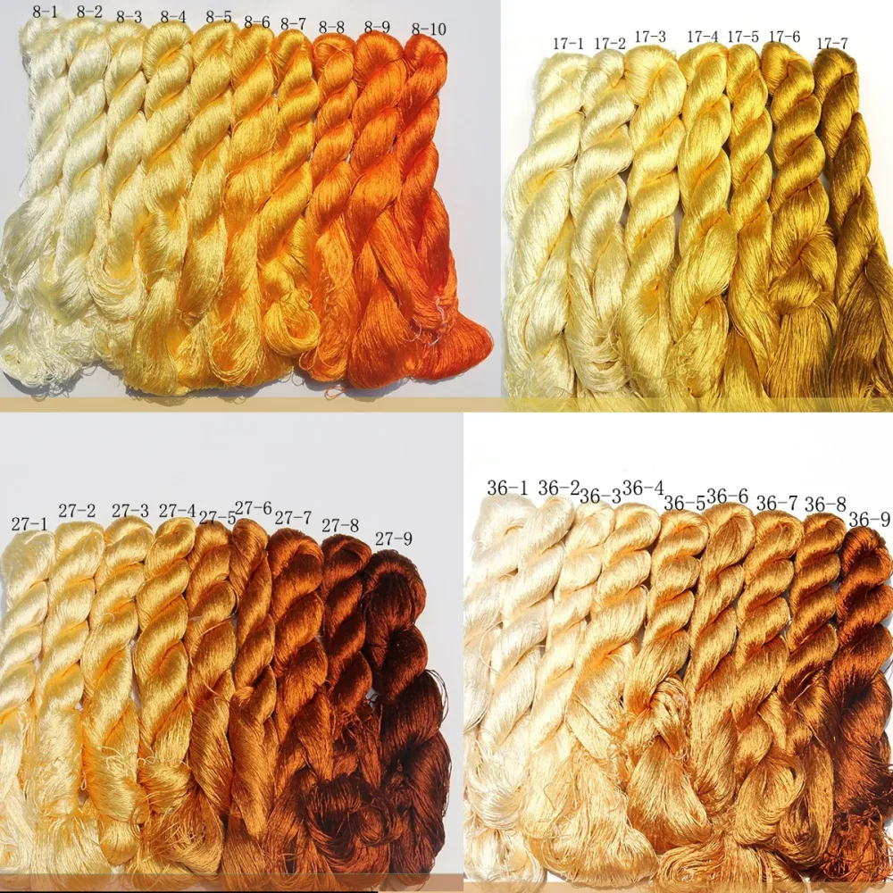 20m Suzhou Embroidery Mulberry Silk Thread(Yellow01 35*20m)