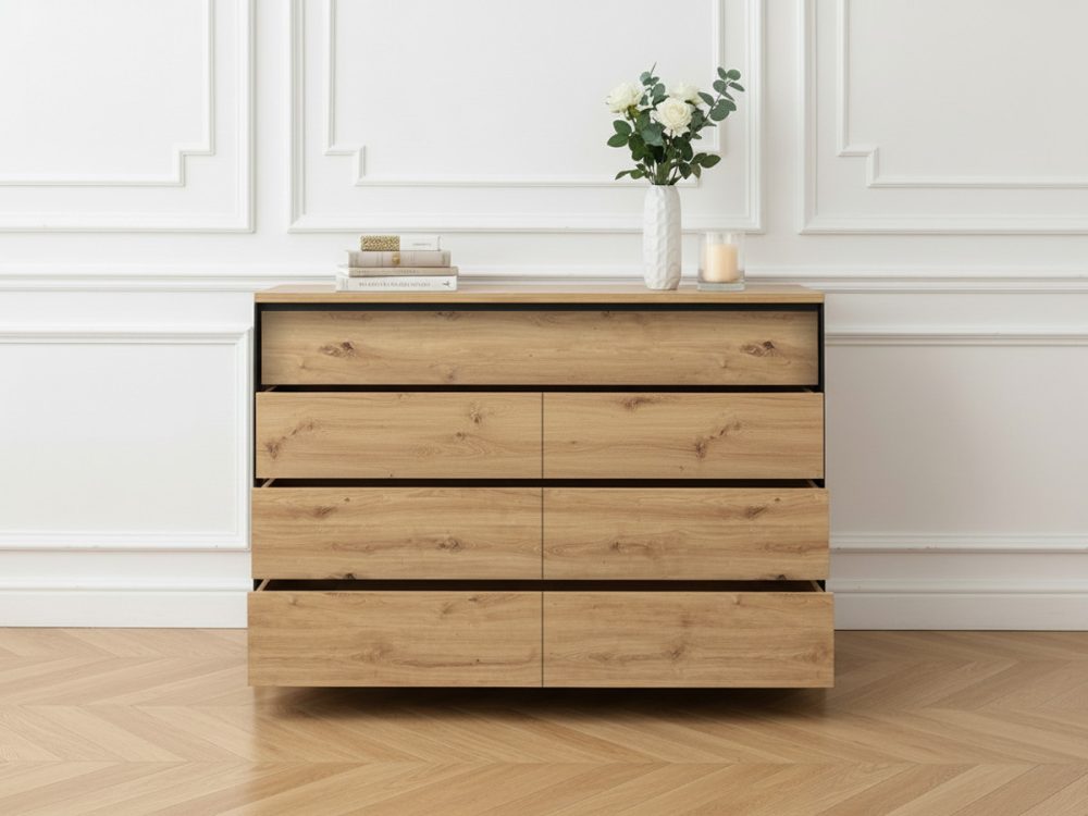 Commode 6 tiroirs KYRIA avec LED imitation Chene – Image 3