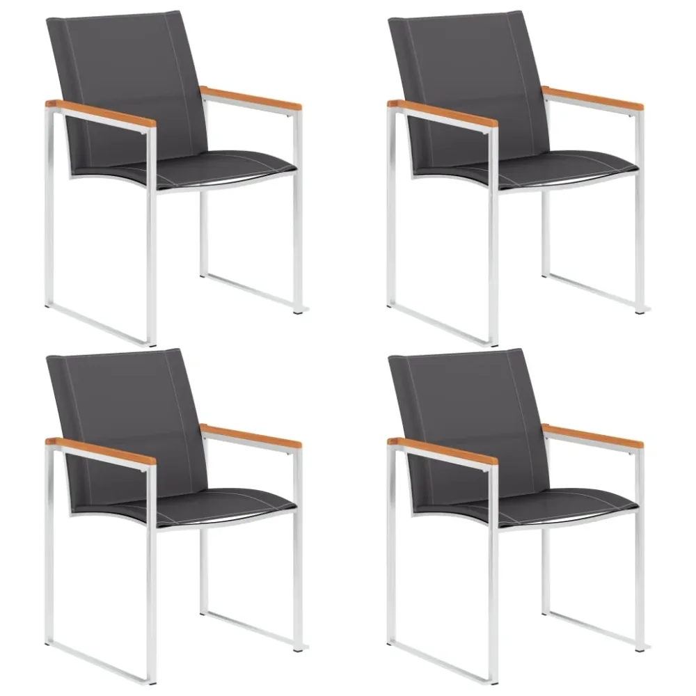 Garden Chairs 4 pcs Textilene and Stainless Steel Grey