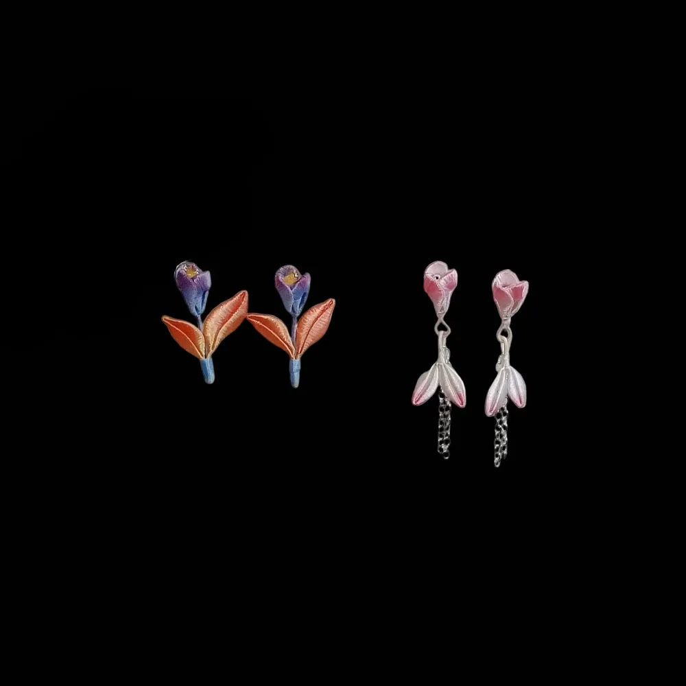 Handmade Chanhua Flower Drop Earrings