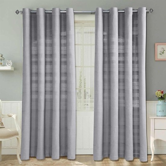 Homescapes Paire de rideaux à œillets en coton – Rajput – Gris Argent- 167 x 228 cm Homescapes Paire de rideaux à œillets en coton – Rajput – Gris Argent- 167 x 228 cm
