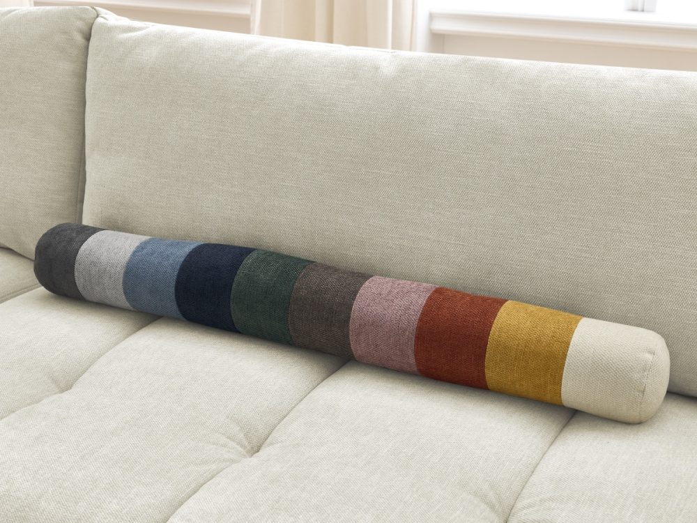 Canape droit convertible 3 places FUJI tissu lisse avec pouf – Image 3