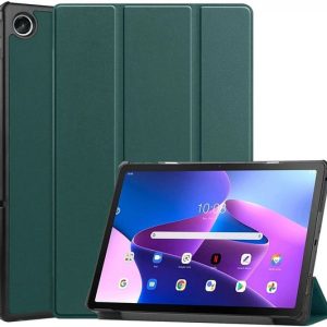 Housse de tablette adaptée à Lenovo Tab M10 Plus Gen 3 | Bibliothèque avec support | Housse de protection en similicuir | Triple pli | Vert