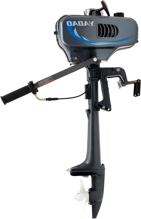Moteur hors-bord 3.5 CV - Moteur essence Bateau pneumatique - Navigation sur l'eau - Aluminium léger - 49 cc - Noir