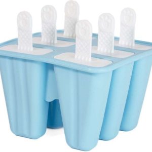 Intirilife Moule à Glace en Siliconen 6 cavités Blauw – 14 x 9 cm – Moule réutilisable pour glace maison sur bâtonnet, sans BPA Intirilife Moule à Glace en Siliconen 6 cavités Blauw – 14 x 9 cm – Moule réutilisable pour glace maison sur bâtonnet, sans BPA