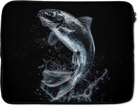 Housse pour ordinateur portable 17 pouces - Poisson - Koi - Zwart - Water - Housse pour ordinateur portable - Dimensions intérieures 41x28 cm - Dos noir