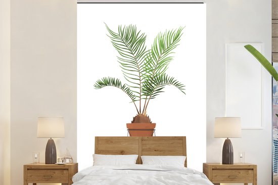 Illustration d'une plant de palme sur un fond blanc 155x240 cm