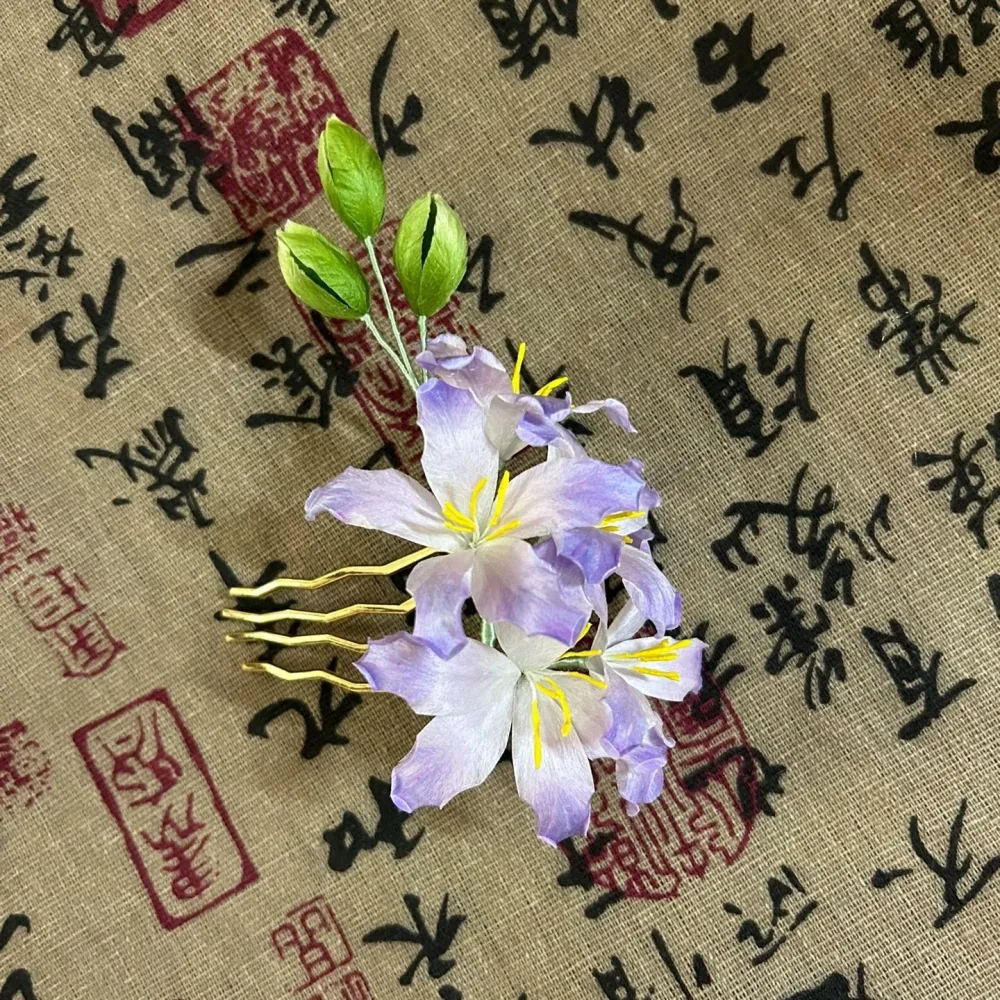 Handmade Silk Thread Ronghua Hairpin - Bauhinia Flower Hair Accessory for Hanfu & Daily Wear – Image 2