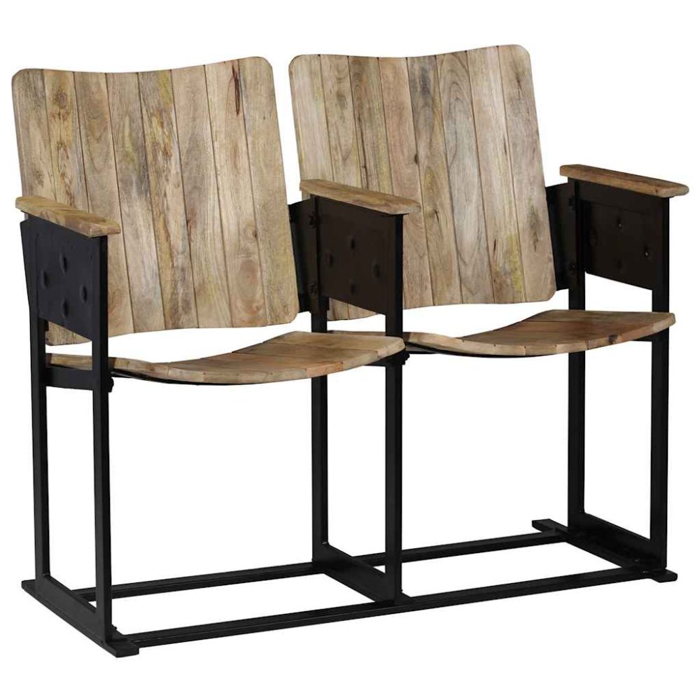 2-Seater Bench Solid Mango Wood and Steel 2-Seater Bench Solid Mango Wood and Steel
