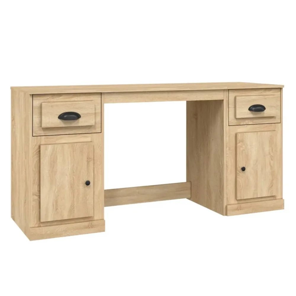 Desk with Cabinet Sonoma Oak Engineered Wood – Image 2