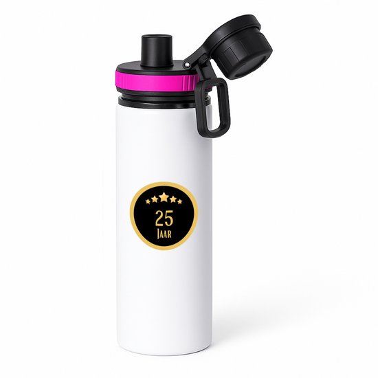 Hacebo® - Gourde 25 ans avec bouchon à vis rose - pour quelqu'un qui a eu 25 ans ou qui est en couple ou marié depuis 25 ans - cadeau d'anniversaire - anniversaire - cadeau - présent - relation - gourde - 850ML
