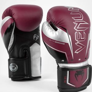 Gants de boxe Venum Elite Evo (kick) Bordeaux Argent 10 OZ
