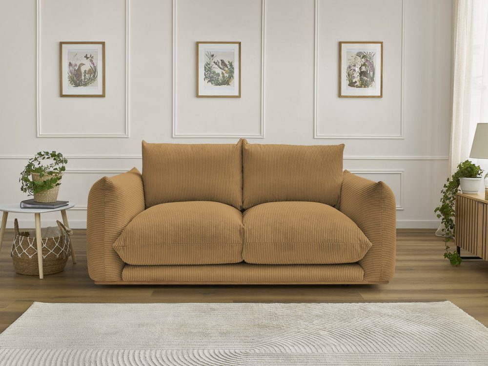 Canape droit fixe 2 places ERNEST tissu velours cotele – Image 3