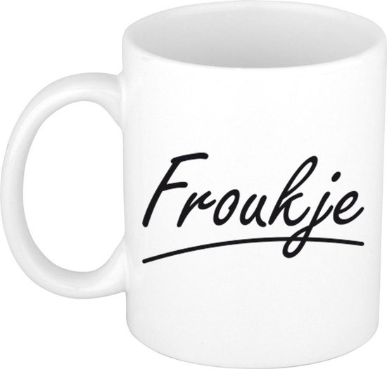 Mug cadeau naam Froukje / tasse lettres ornées - Cadeau pour collègue / fête des mères / anniversaire ou mug prénom personnel pour collaborateurs
