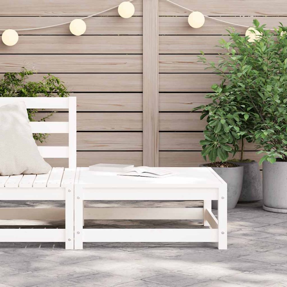 Garden Footstool | White | Solid pine wood | 70x70x30 cm | Modular – Image 3