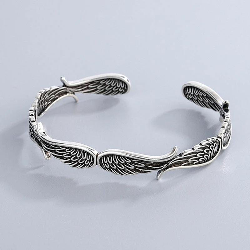 Bracelet en argent sterling de style vintage avec des ailes d'ange – Image 3