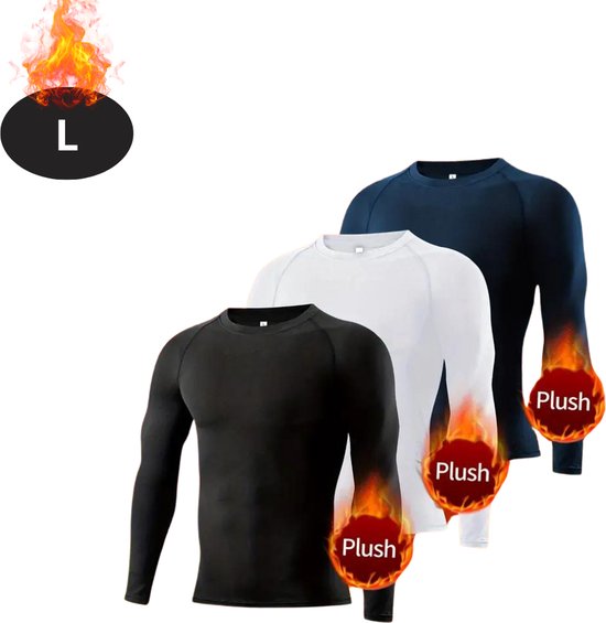 Livano Vêtements thermiques Homme - Chemise Thermo - Thermoset 3 Pièces - Polyester - Hiver - Manches Longues - Zwart - L