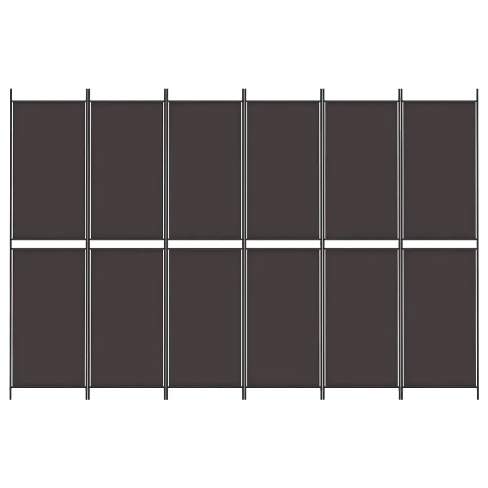 6-Panel Room Divider Brown 300x200 cm Fabric – Image 3