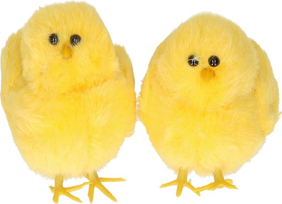 Mini poussins - 4x - jaune - peluche - 7,5 cm - Poussins de Pâques - Décoration de Pâques
