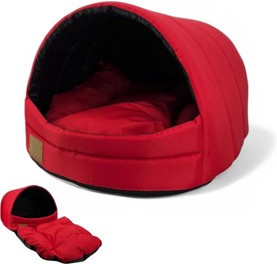 Odol Niche pour chien, panier pour chien, lit pour chien, maison pour chien, S M (S 34 x 40 x 39 cm, rouge)