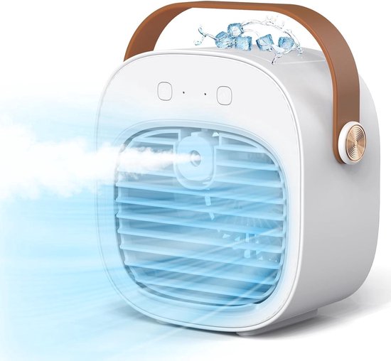 Mini climatiseur - Petit climatiseur - Batterie 4000mAh, autonomie 4-16 heures - Mini climatiseur à trois vitesses - Ventilateur de table silencieux, adapté pour la maison, la chambre, les voyages, le bureau, l'intérieur et l'extérieur
