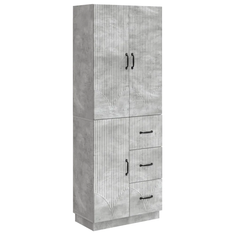 Cabinet Set 2 pcs Concrete Grey Engineered Wood