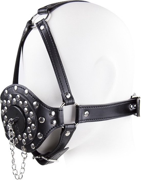 Jamais ennuyeux - Bâillon buccal en cuir PU avec ouverture et bouchon