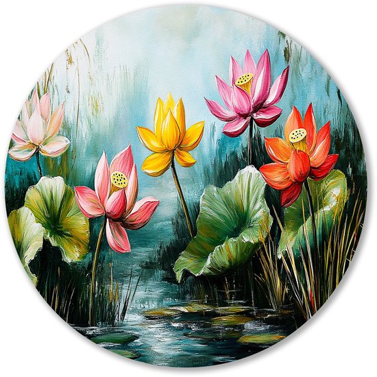 Fleurs de lotus dans un étang serein – Peinture ronde de Lotus – Décoration murale ronde – Art réaliste – Cercles muraux uniques en forex – Peintures abstraites – Cercle mural en forex 50×50 cm Fleurs de lotus dans un étang serein – Peinture ronde de Lotus – Décoration murale ronde – Art réaliste – Cercles muraux uniques en forex – Peintures abstraites – Cercle mural en forex 50×50 cm