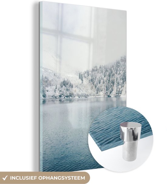 MuchoWow® Peinture sur verre 100x150 cm - Peinture sur verre acrylique - Hiver - Water - Neige - Photo sur verre - Peintures