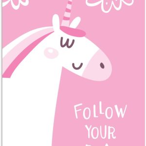 Illustration d’une licorne et de la citation Suivez vos rêves 20×30 cm – petit Illustration d’une licorne et de la citation Suivez vos rêves 20×30 cm – petit