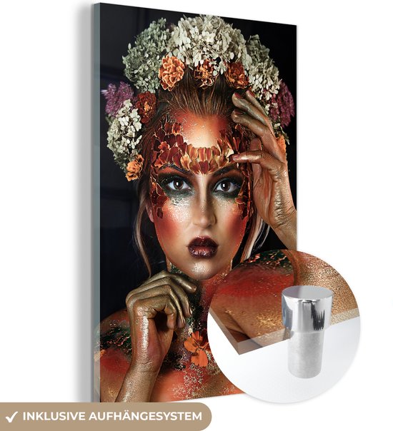 MuchoWow® Peinture sur verre - Fleurs - Femme - Kroon - 40x60 cm - Peintures sur verre acrylique - Photo sur Glas