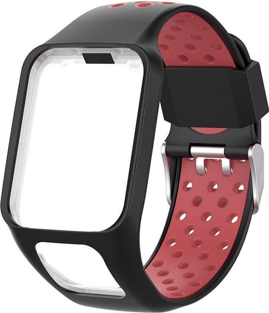 KELERINO. Bracelet en Siliconen - Modèles TomTom Runner / Spark - Zwart / Rouge