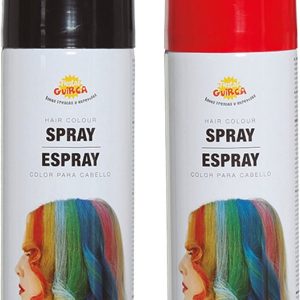 Fiesta Guirca Carnival peinture/spray pour cheveux de déguisement – noir et rouge – bombe aérosol – 125 ml