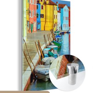 MuchoWow® Peinture sur verre 40×60 cm – Peinture sur verre acrylique – Petits bateaux à Burano à Venetië – Photo sur verre – Peintures MuchoWow® Peinture sur verre 40×60 cm – Peinture sur verre acrylique – Petits bateaux à Burano à Venetië – Photo sur verre – Peintures