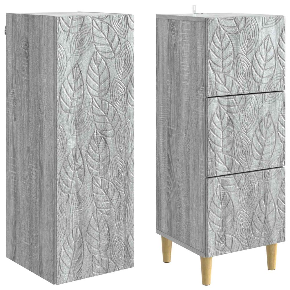 Cabinet Set 2 pcs Grey Sonoma 33 x 34.5 x 90 cm Engineered Wood – Image 3