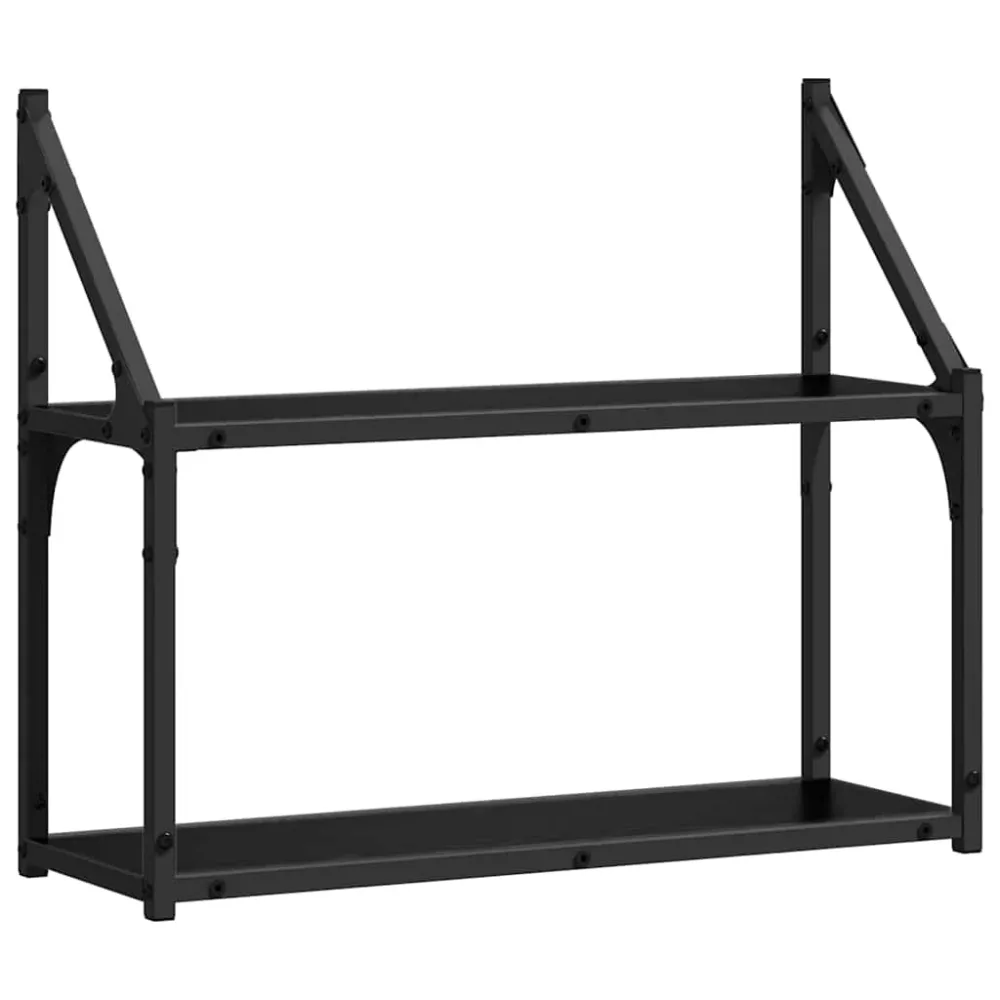 Wall Shelf with Shelf Black oak 60 x 21 x 51 cm Engineered Wood – Image 2