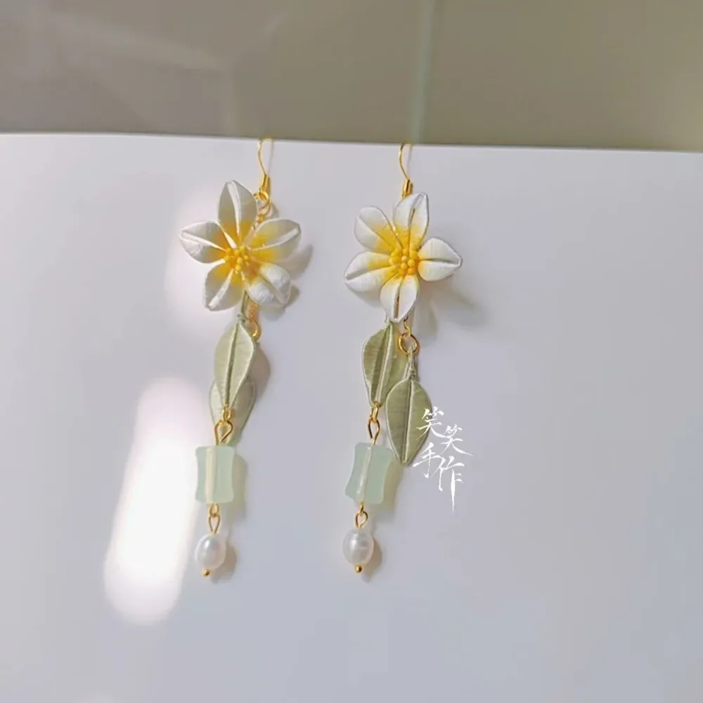Handmade Chanhua Flower Earrings | 925 Silver Hooks & Freshwater Pearls – Image 2