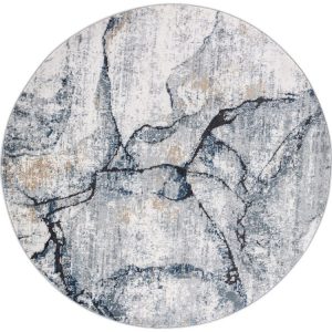 Tapis rond poils ras ALDA motif abstrait
