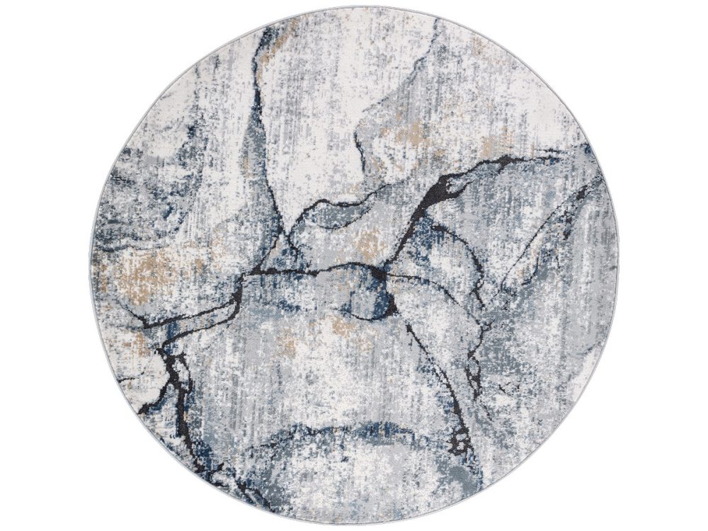 Tapis rond poils ras ALDA motif abstrait
