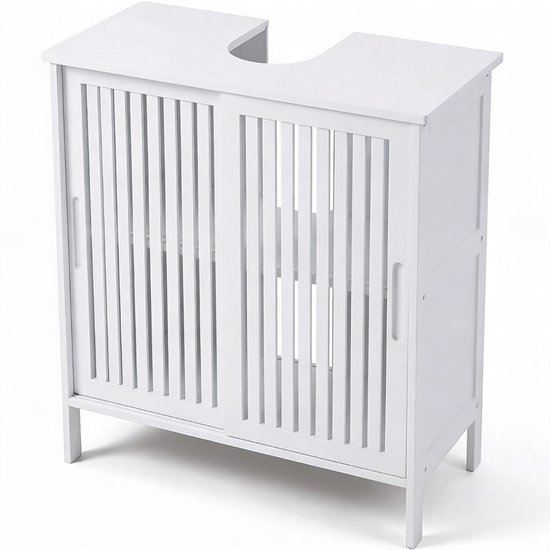 Meuble sous-vasque Blanc Gain de place Meuble de salle de bain au look moderne – Meuble sous-vasque 60 x 30 x 60 cm Pour un espace de rangement supplémentaire dans la salle de bain – Meuble de salle de bain Design robuste et pratique