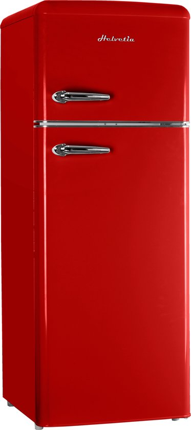 Helvetia Retro Réfrigérateur Congélateur HRDPER206ER1 - Rouge - Hauteur 144 cm