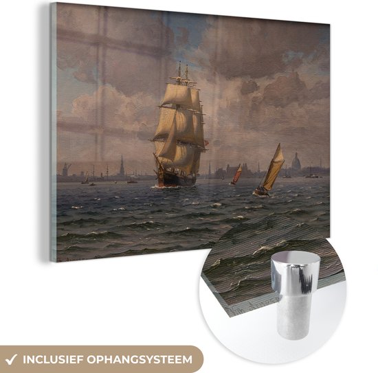 MuchoWow® Glass Painting - Ship for Copenhagen - Peinture de Vilhelm Arnesen - 90x60 cm - Peintures sur Verre Acrylique - Photo sur Glas