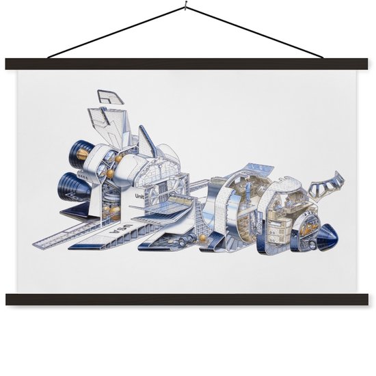 illustration de la coupe d'un poster d'école de la Shuttle spatiale de la NASA lattes plates noir 120x80 cm - Tirage photo sur poster textielposter (décoration murale salon / chambre)