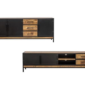 Ensemble BEAUBOURG avec Buffet 200 cm + Meuble TV Bois de manguier Ensemble BEAUBOURG avec Buffet 200 cm + Meuble TV Bois de manguier