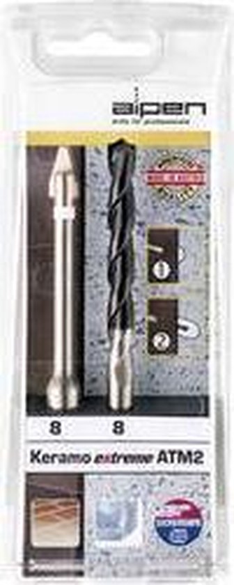 Jeu de forets pour verre et carrelage Alpen Keramo extreme ATM2 300082100 1/4 (6,3 mm), tige cylindrique 8 mm 1 set 2